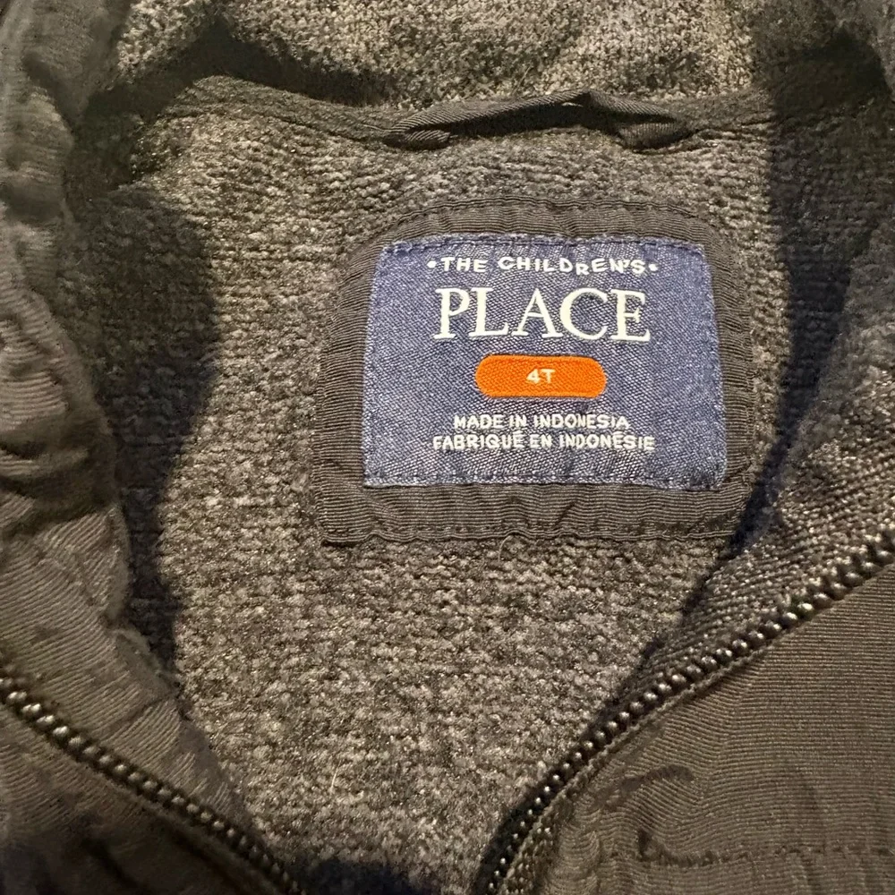 The Children's Place Black and Gray Kids Fleece Trail Jacket Boys Size 4T
